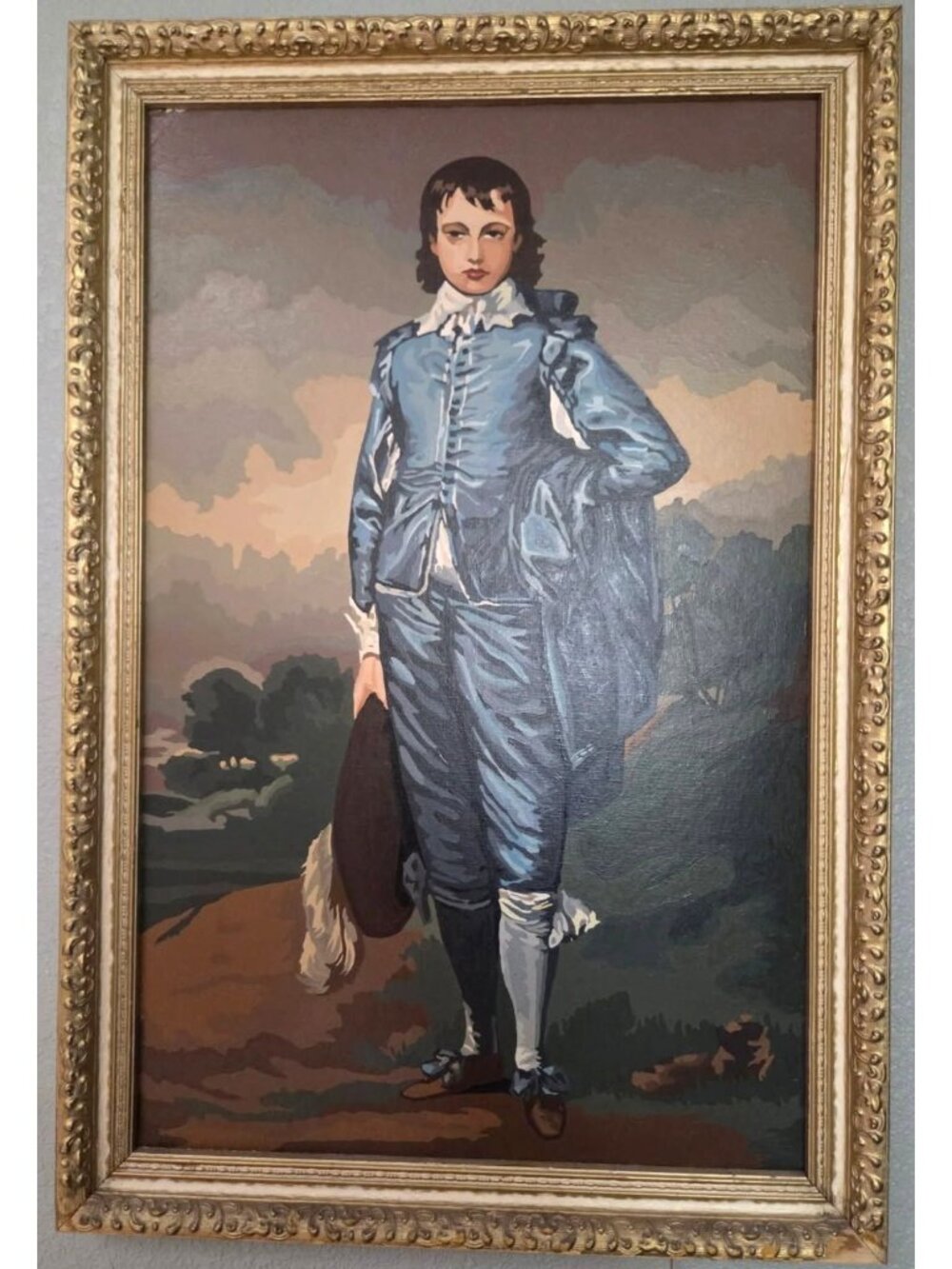 Vintage Pinkie & Blue Boy Paint by Number Pair Ornate Gold Frames